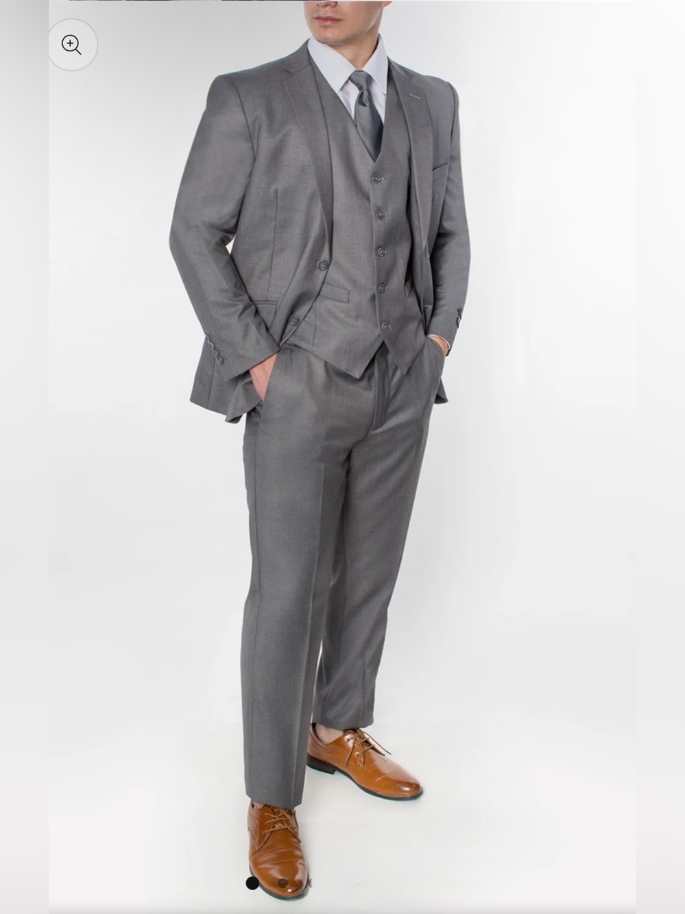 3 Piece Slim Fit Suit- Light Grey.     (874503S)